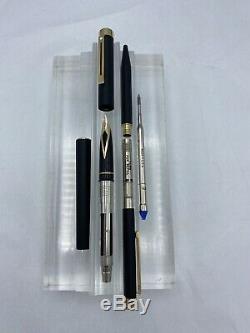 Nos! Sheaffer Targa Matte Black Fountain & Ballpoint Pens With 14k Gold Nib