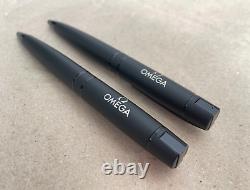 OMEGA Novelty Matte Black Twisted Ballpoint Pen(Set of 2) wz/Box Super Rare F/S