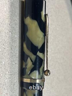 Oversized Eclipse Flat-top Fountain Pen Black & Cream GFT 14kt Nib Restored