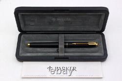 PARKER 75 BLACK EPOXY MATTE LACQUER -Fountain Pen-14K GOLD NIB-1991-BOX & PAPER