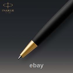 PARKER Sonnet Ballpoint Pen, Matte Black Lacquer with Gold Trim, Medium Point