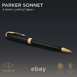 PARKER Sonnet Ballpoint Pen Matte Black Lacquer with Gold Trim Medium Point B