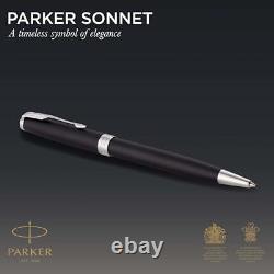 PARKER Sonnet Ballpoint Pen, Matte Black Lacquer with Palladium Trim, Medium