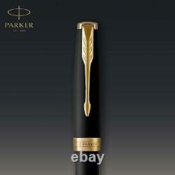 PARKER Sonnet Fountain Pen Matte Black Lacquer with Gold Trim Medium Nib 1931517