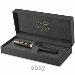 PARKER Sonnet Rollerball Pen Matte Black Lacquer with Gold Trim Fine Point Bl