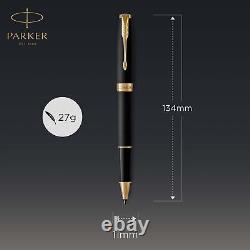 PARKER Sonnet Rollerball Pen Matte Black Lacquer with Gold Trim Fine Point Bl