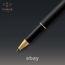 PARKER Sonnet Rollerball Pen Matte Black Lacquer with Gold Trim Fine Point Bl