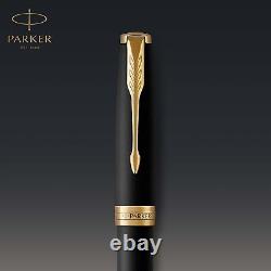 PARKER Sonnet Rollerball Pen Matte Black Lacquer with Gold Trim Fine Point Bl