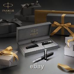 PARKER Sonnet Rollerball Pen Matte Black Lacquer with Gold Trim Fine Point Bl