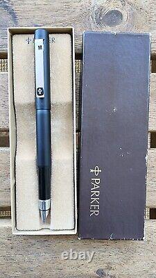 Parker 25 Fountain Pen Fine Pt & Converter Matte Black New In Box England