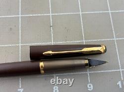 Parker 50 Falcon Matte Brown & Gold Fountain Pen In Box Made In Usa