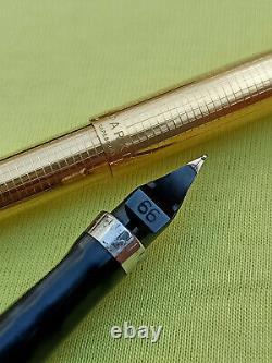Parker 75 14K GF insignia grid ballpoint pen & fountain pen set flat tassie
