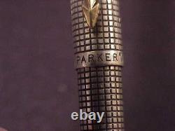 Parker 75 Ster. Silver Cisele B. Pt. Pen, Cap Act, Made In Usa, Flat Tassie