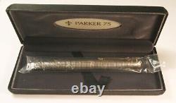 Parker 75 Sterling Silver Fountain Pen 14K Gold Nib # 66 Flat Top In Box