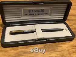 Parker Ballpoint Pen In Matte Black With Gold Trim Mint Condition