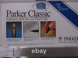 Parker Classic Matte Black &gold Trim Ballpoint Pen &. 5mm Pencil / Made In USA