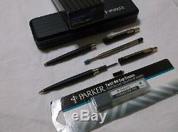 Parker Classic Matte Black &gold Trim Ballpoint Pen &. 5mm Pencil / Made In USA