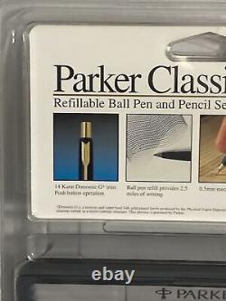Parker Classic Refillable Ball Pen and Pencil Set Dimonite G 14k Gold Plated Vtg