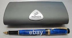 Parker Duofold Lapis Lazuli Rollerball Pen Flat Top Made in UK New In Box Rare
