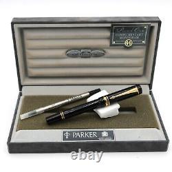 Parker Duofold Rollerball Pen Black & Gold 2 Flat Top Old Version New 91022