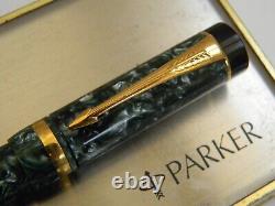 Parker Duofold Rollerball Pen Black & Gold New In Box Flat Top Old Version