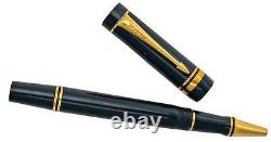 Parker Duofold Rollerball Pen Black & Gold New In Box Flat Top Older Version
