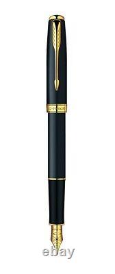 Parker Fountain Pen Sonnet Matte Black & Gold Fountain Pen X Fine Pt New In Box