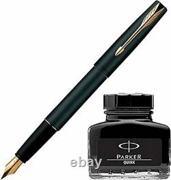 Parker Frontier Matte Black GT Fountain Pen + Quink Ink Bottle Black (30ML)