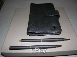Parker Insignia Matt Black Ballpen And Pencil Set /parker Leather Wallet
