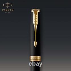 Parker Sonnet Fountain Pen Matte Black Lacquer with Gold Trim Medium Nib