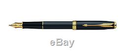 Parker Sonnet Matte Black & Gold Fountain Pen Medium Point New In Box S0817950
