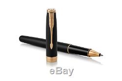 Parker Sonnet Matte Lacquered Black Rollerball Pen With Gold Trim 1931518 New