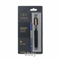 Parker Vector GT Roller Ball Pen, Matte Black, Ink Colour Blue, Gold Trim- F Ship