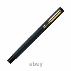 Parker Vector Matte Black GT Fountain Pen, Golden Trim & Nib, Stainless Steel Nib