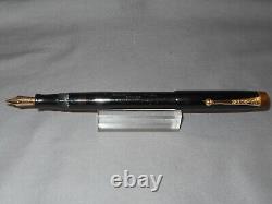 Parker Vintage Black Raven l930's Flat Top Fountain Pen-flexible stub nib