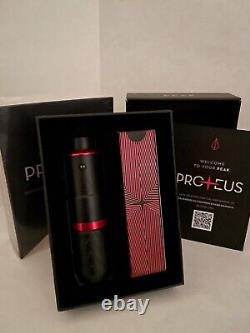 Peak Proteus Pen Rotary Tattoo Machine- Matte Black with Glossy Red Ring