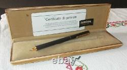 Penna a sfera AURORA HASTIL Vintage in BOX Mai usata black matte pen VERMEIL oro