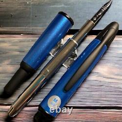 Pilot Capless 18K Fountain Pen Metalic Blue & Matte Black M Nib USED