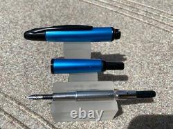 Pilot Namiki Vanishing Point Matte Blue & Black Trim Fountain Pen 18k Med Nib