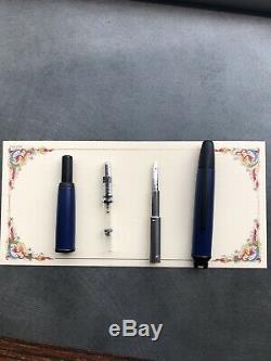 Pilot Vanishing Point Fountain Pen, Matte Blue, Matte Black, 18k Extra Fine Nib