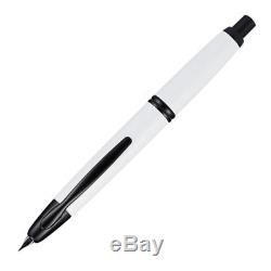 Pilot Vanishing Point Fountain Pen, White, Matte Black Trim, 18k Medium Nib