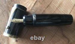 Rare Huge Unique Ebonite 1950's Flat Top Eyedropper Japanese Jumbo Fountain Pen