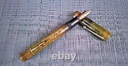 Rare White Dot Vintage Sheaffer Fountain pen Flat Top Green Marble