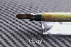 Restored Sheaffer Flat Top Oversize FP, Jade, Lever Fill, 14 K Nib