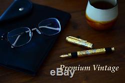 Roman Premium Vintage Fountain Pen Matte Black Ink Luxuary Antique Gold Trim Nib