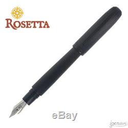 Rosetta Vulcan Fountain Pen, Stealth Matte Black, Cursive Italic SS Nib