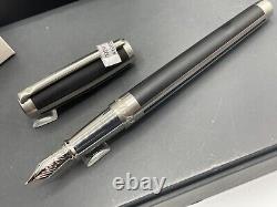 ST Dupont Line D Elysee XL Fountain Pen Matte Lacquer Palladium 14k 410683 $895