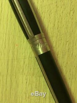 S. T. Dupont D Line Ballpoint Pen, Matte Black Lacquer & Silver Palladium Accents