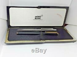 Set Montblanc Slim Line Matte Black Pen and Pushbutton Ballpoint Set c1981