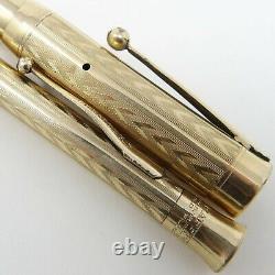 Sheaffer Flat Top Gold Filled Chevron Fountain Pen Set 14k Fine Nib, Restored
